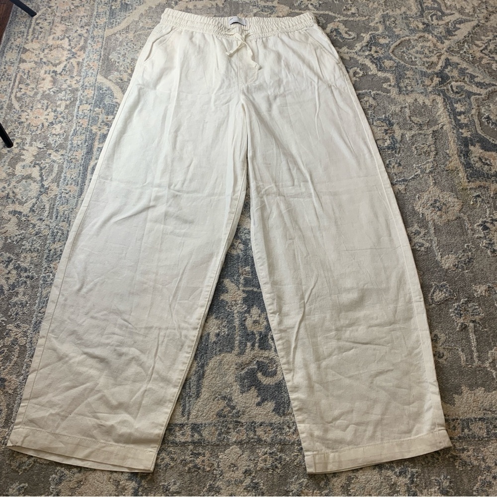ASOS Wide Leg Drawstring Pants in Off-White